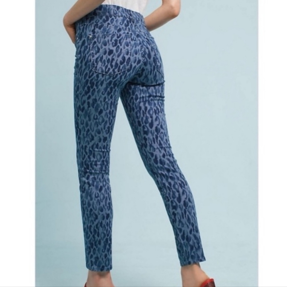 Anthropologie Pilcro And The Letterpress Skinny Jeans Size 25 Blue Leopard - Picture 2 of 12